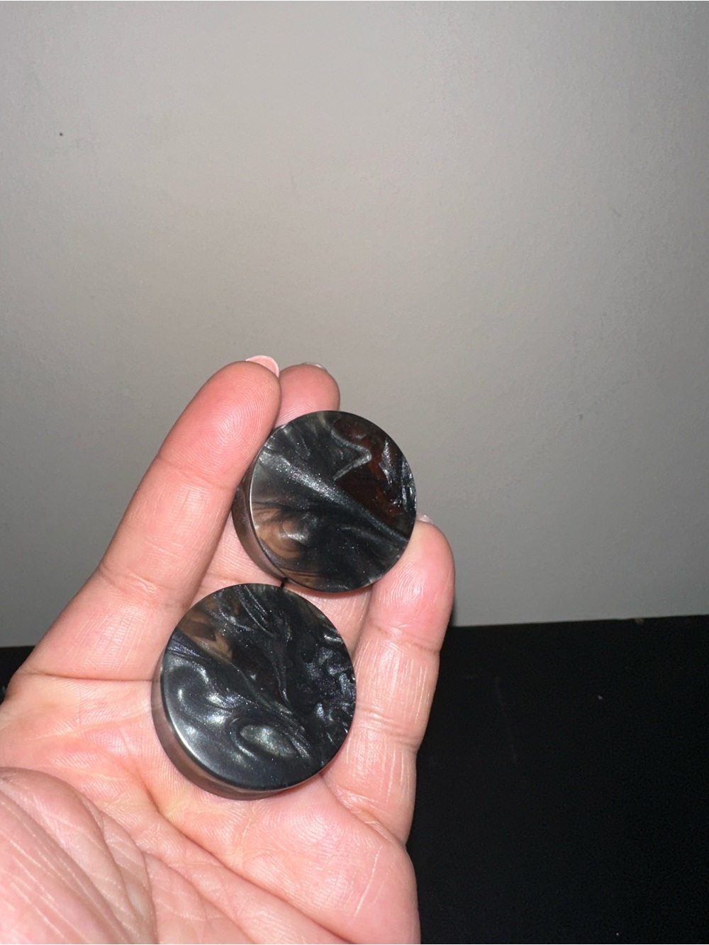 35 mm Black Marbled Resin Plugs -